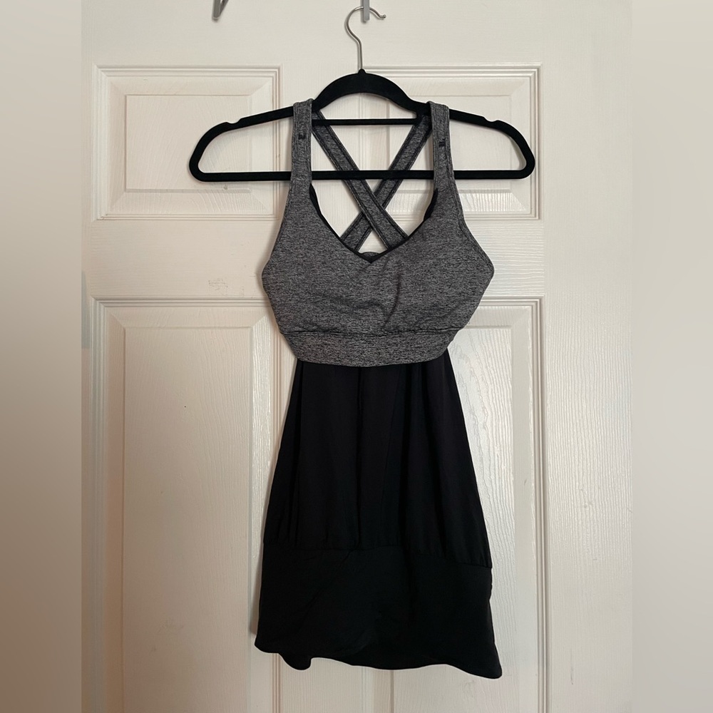 VSX Heathered Gray and Black Strappy Top XS